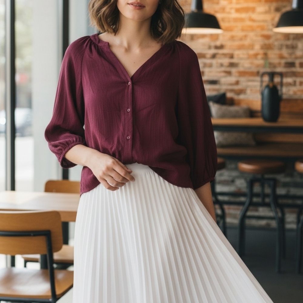 CeCe Burgundy Blouse, new with tags (NWT), size small